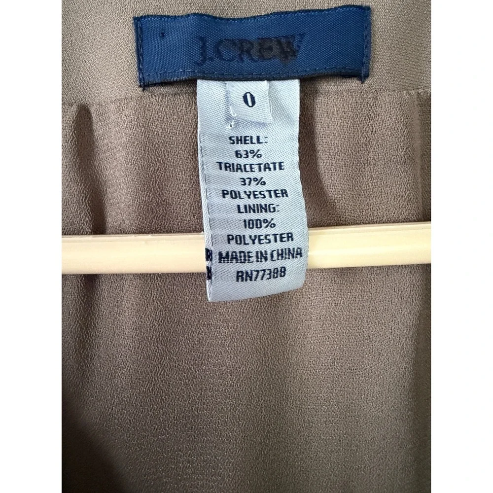 J.Crew Women‎ Taupe V-Neck Pleated Sheath Dress Size 0 Short Sleeve Work